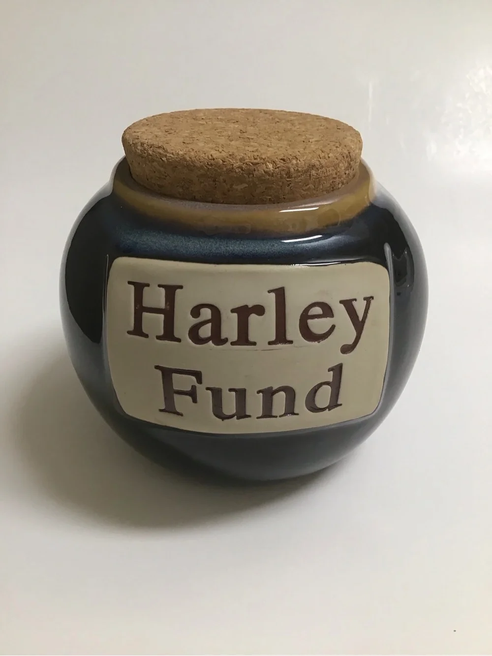 Tumbleweed Pottery Harley Fund Cobalt Blue Glaze Stoneware Jar Cork Top NC USA